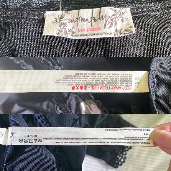 Free People Babes In Bandeaus Bodysuit Lace Sheer Velvet Floral Black L NWT - Picture 6 of 7